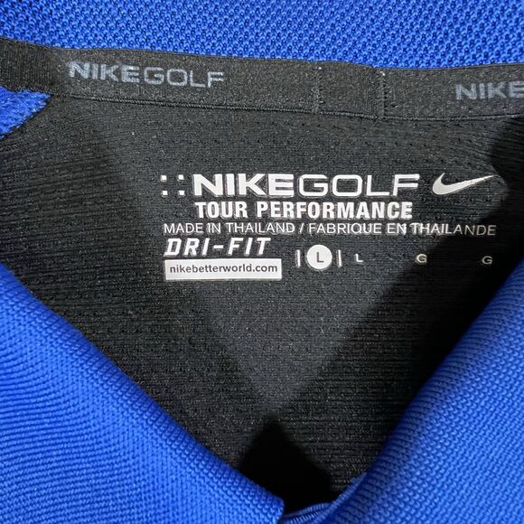 Nike Golf Tour Performance Dri-Fit Polo Shirt Bue Pink Stripe Men's Large - Picture 7 of 8